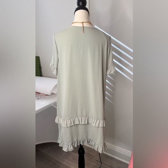 ✨SAGE GREEN WOVEN RUFFLED DETAILED DRESS - Picture 10 of 10